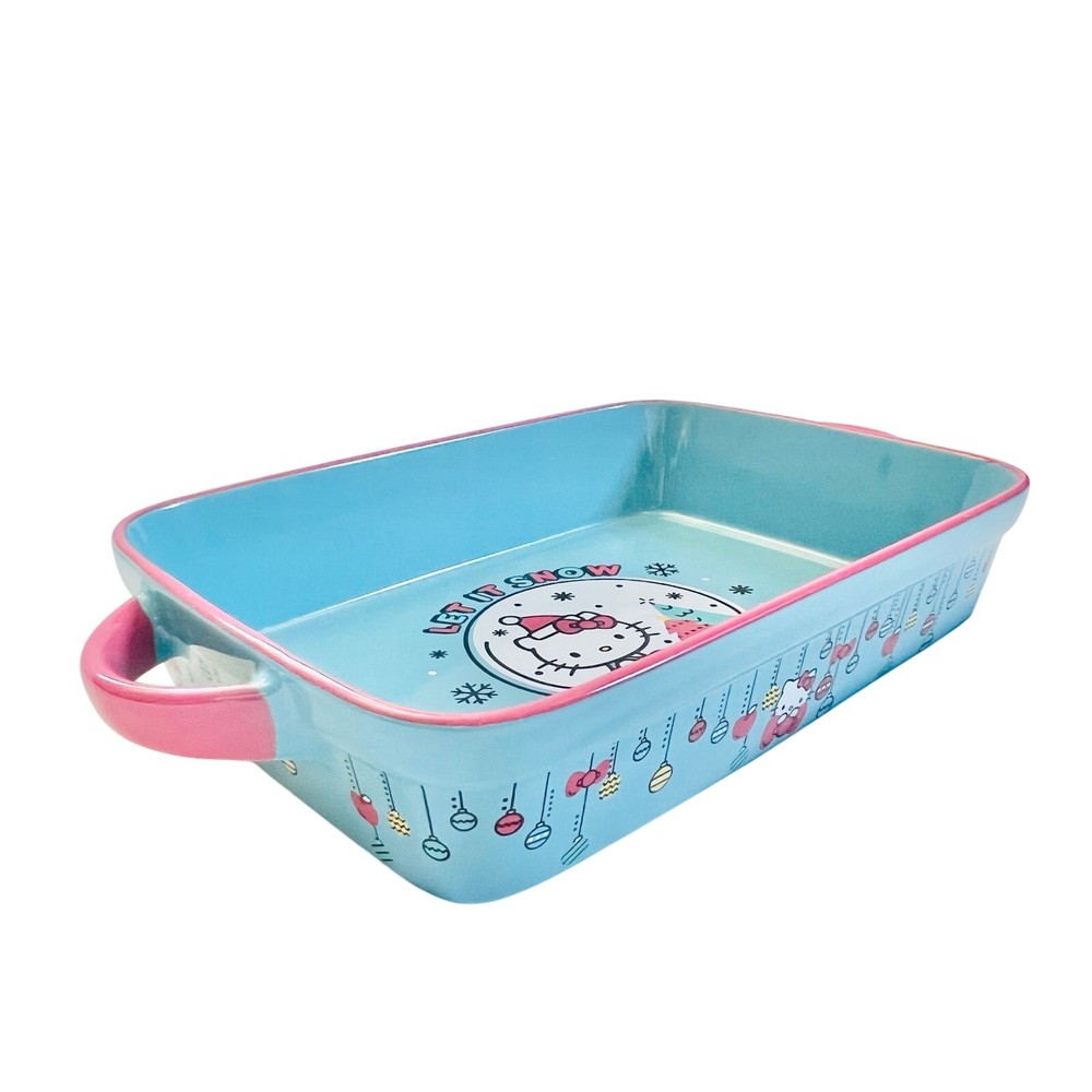 Hello Kitty Rectangular Baking Pan 12x8" Christmas Snow Globe Ceramic Casserole