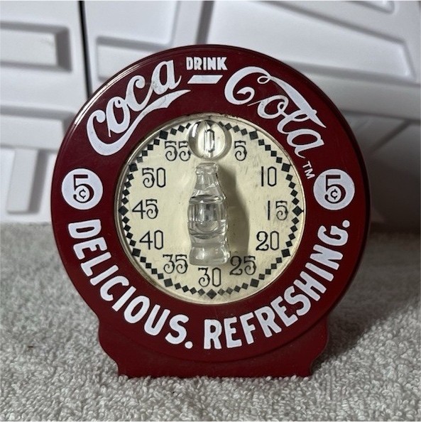 Coca-Cola Vintage Retro Mechanical Kitchen Timer Red White Countdown Plastic