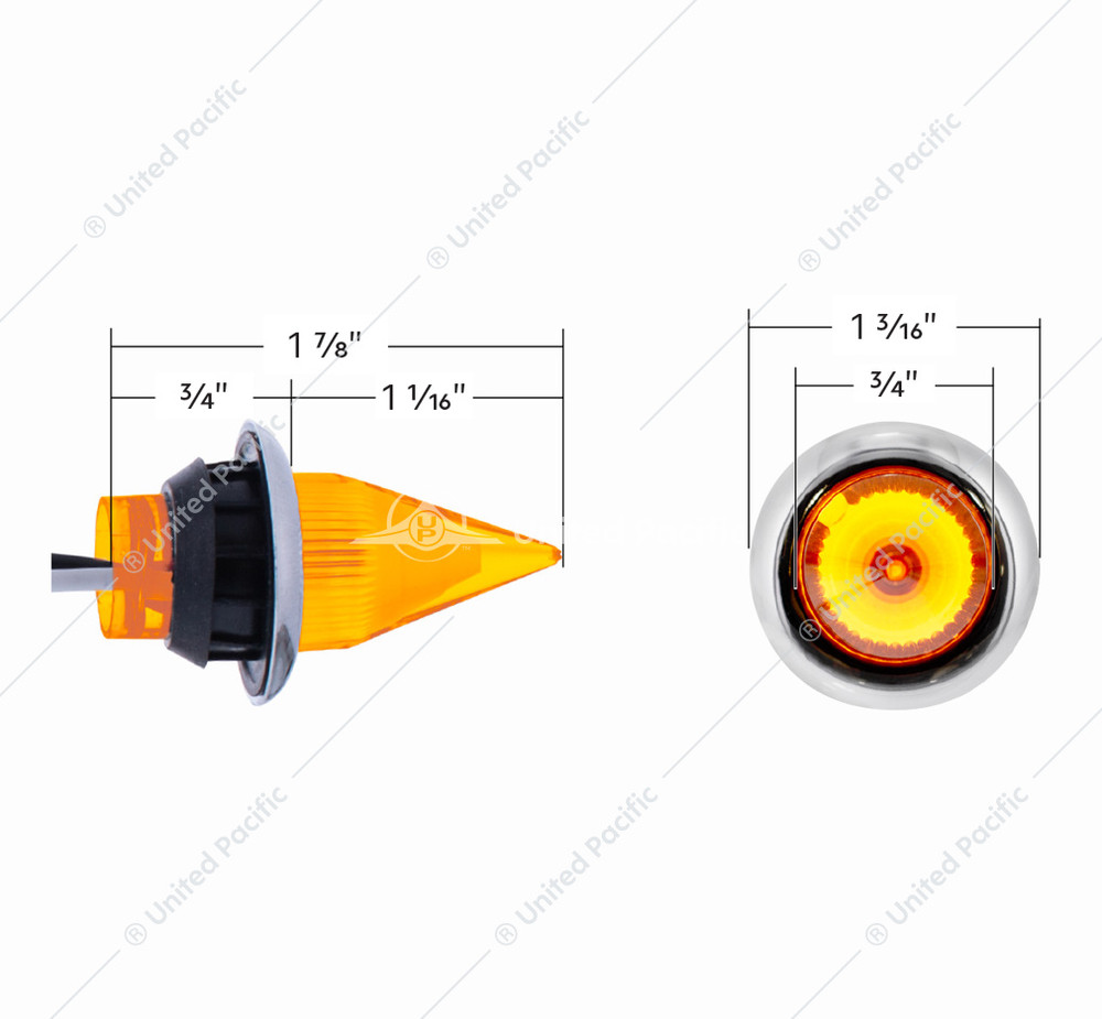 4 LED Dual Function 3/4" Mini Spike Light With SS Bezel Amber/Amber