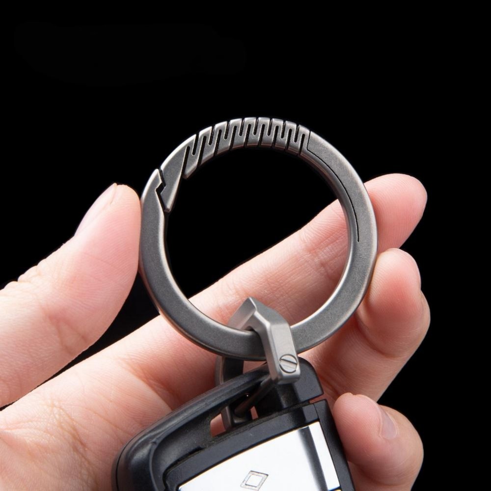 Titanium Alloy Spring Key Ring Clip with Leather Strap Portable Removable