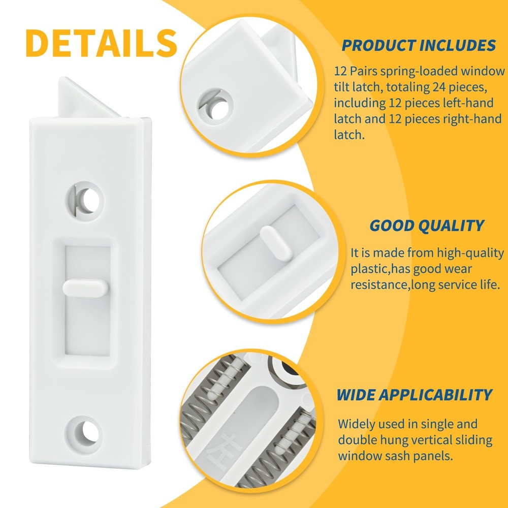 24 Pcs Window Latch Locks Spring Loaded Tilt 24 PCS, White