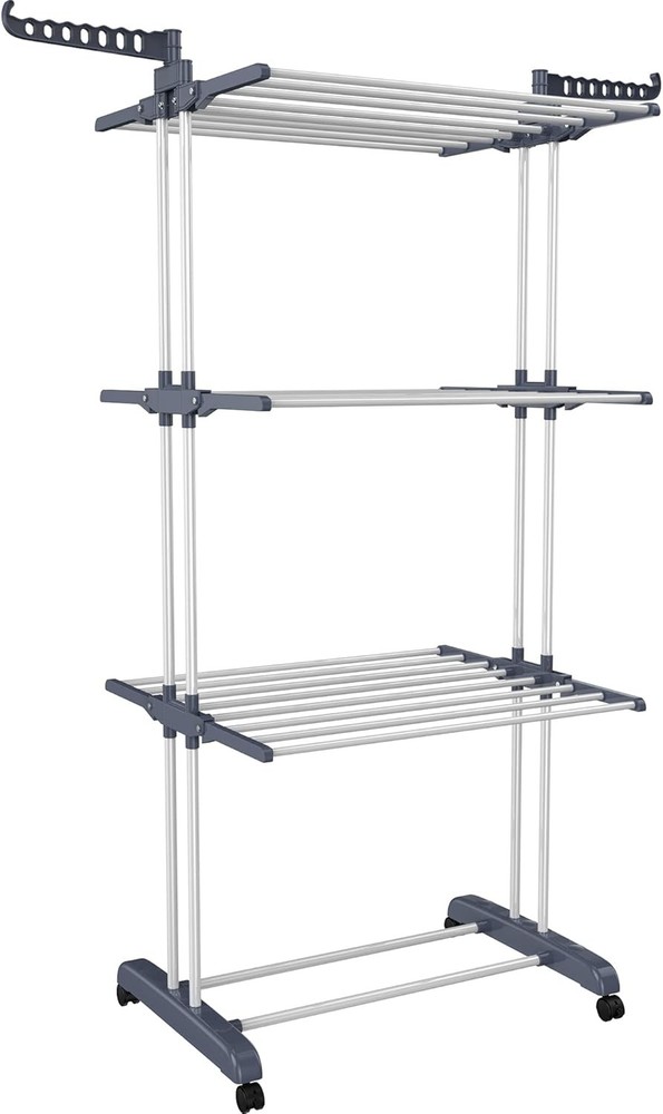 Foldable Stainless Steel Clothes Drying Rack, Movable Clothes Drying Rack