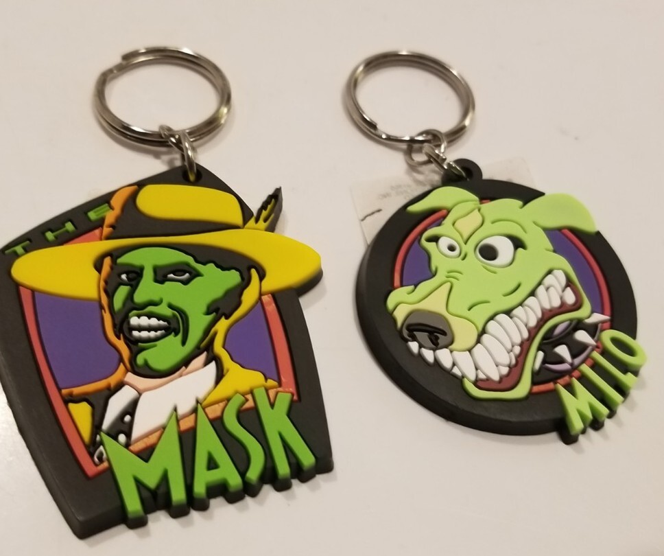 Jim Carrey The MASK & Milo Rubber Keychains by Applause Vintage 1994 NOS New