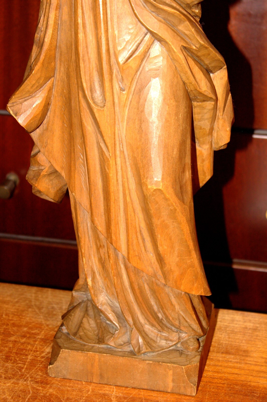 ANTIQUE 20" HAND CARVED WOOD CATHOLIC VIRGIN MARY OUR LADY JESUS STATUE FIGURE