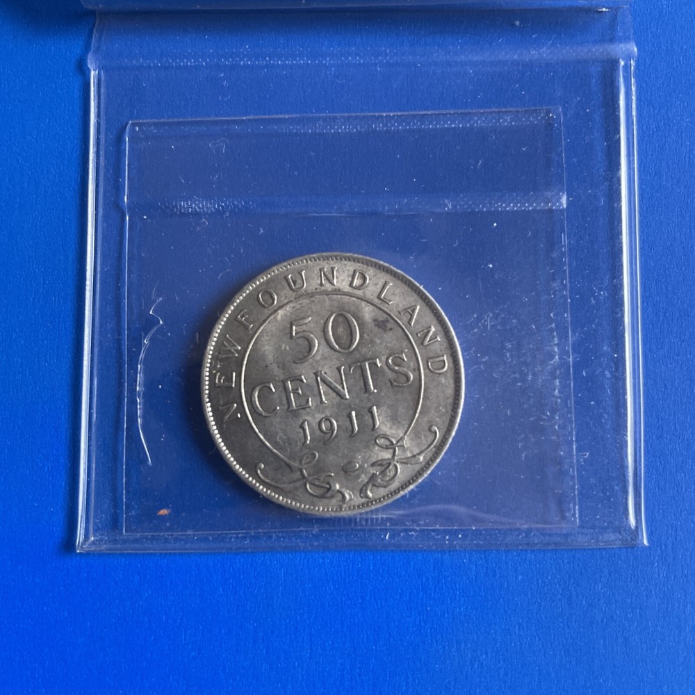 1911 NEWFOUNDLAND 50 CENT ICCS GRADED AU-55 PRE-CONFEDERATION HALF DOLLAR