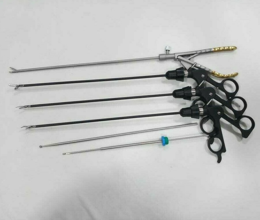 Laparoscopic Monopolar Grasper Needle Holder Curved Training Instruments Set 5mm