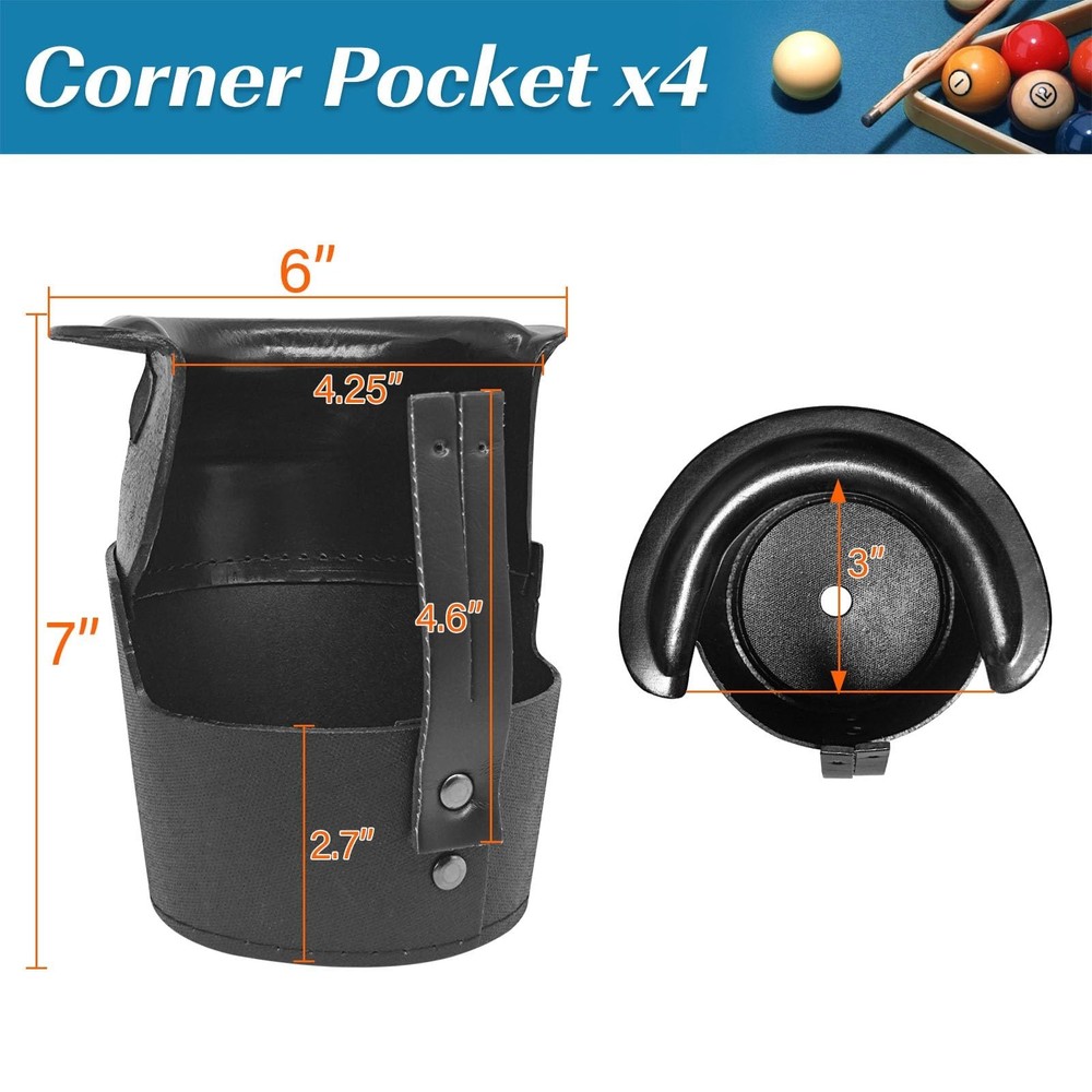 Pool Table Pockets Replacement Leather Pockets for Billiard Table Set of 6 Dr...