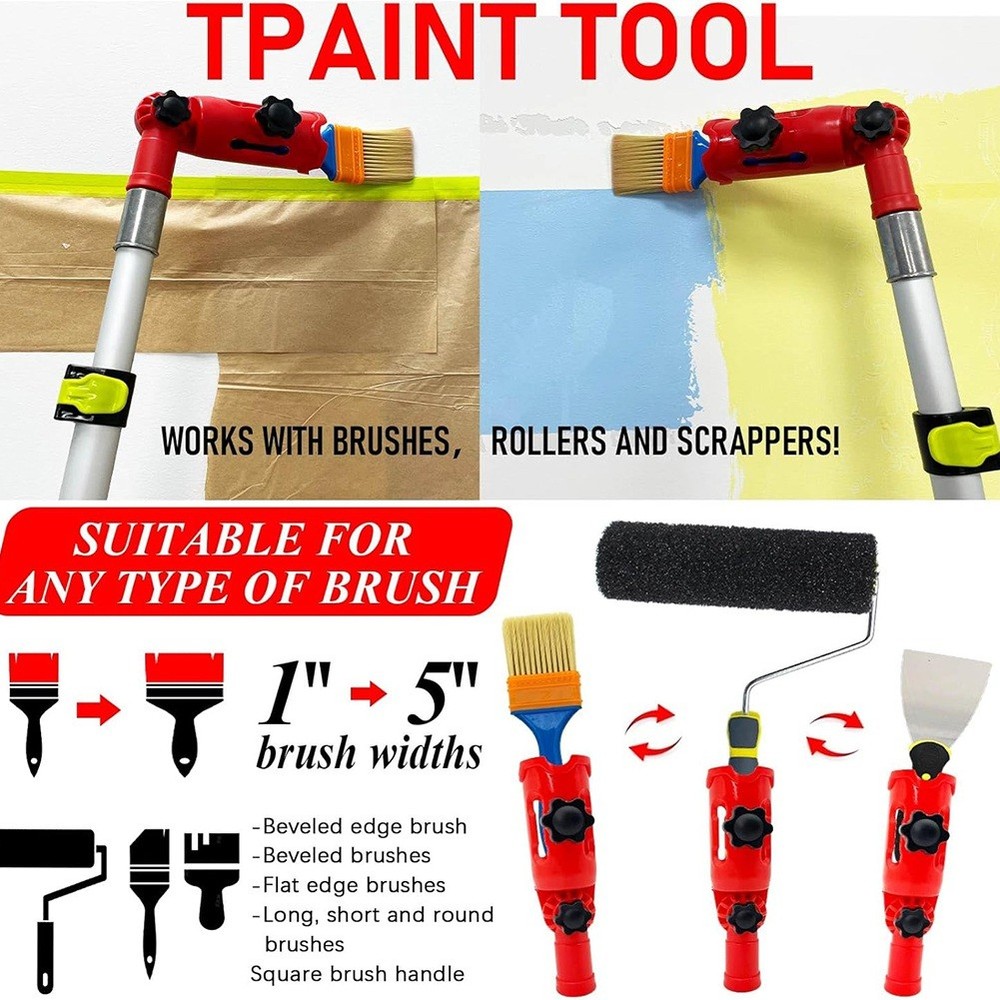 Multi-Angle Paint Brush Extender, Extension Pole Attachment Holder for4444
