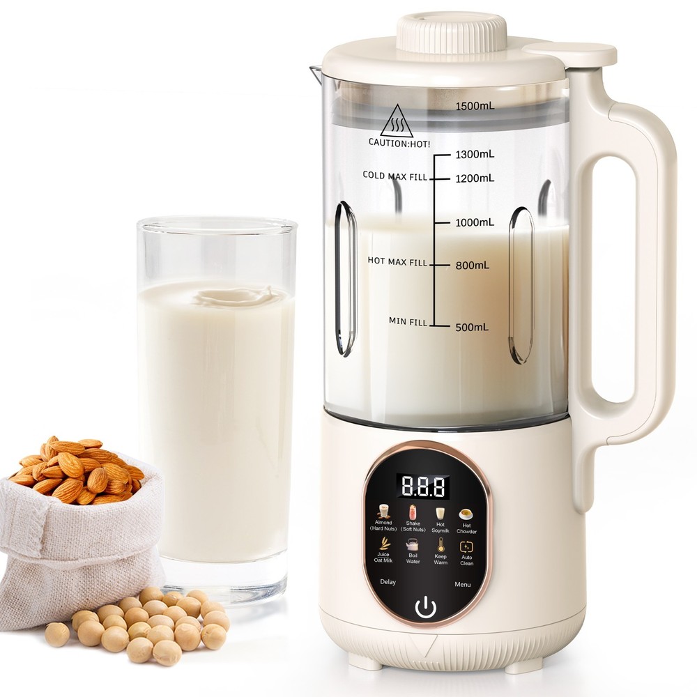 50oz Nut Milk Maker Automatic Soy Milk Machine Delay Start Keep Warm Auto Clear