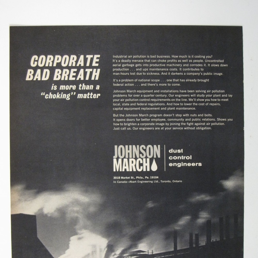 Corporate Bad Breath Air Pollution Advertisement Johnson March Dust Engineers
