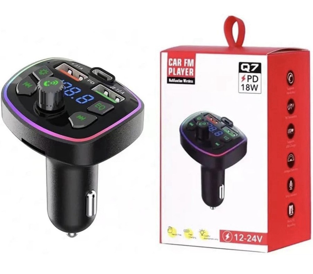 Bluetooth FM Transmitter, Dual USB Port and PD Type C Car Charger