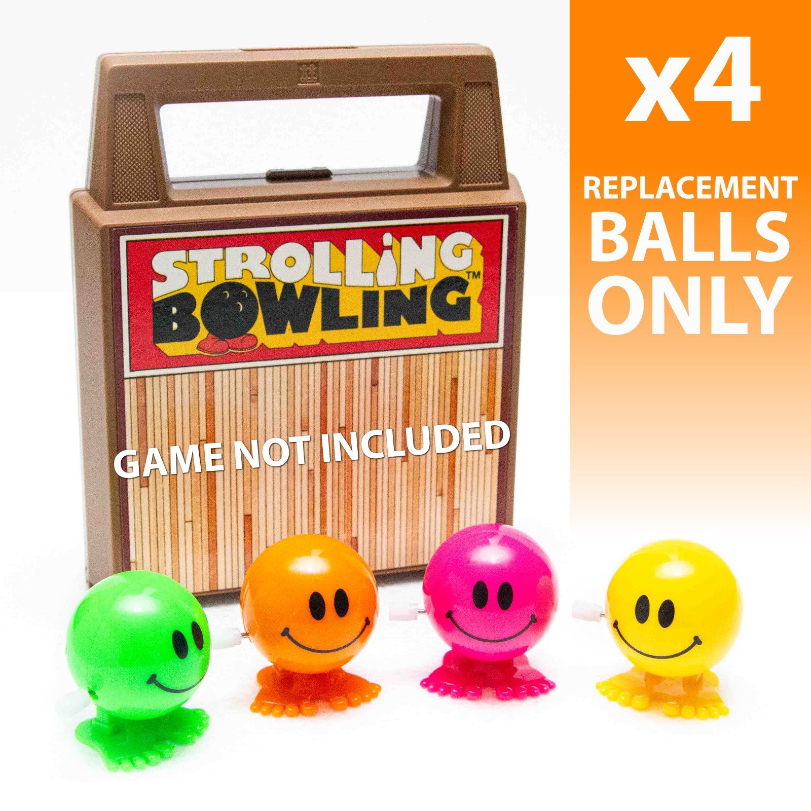 Replacement Wind-Up BALL (Set of 4) for Vintage 1980 TOMY Strolling Bowling Game