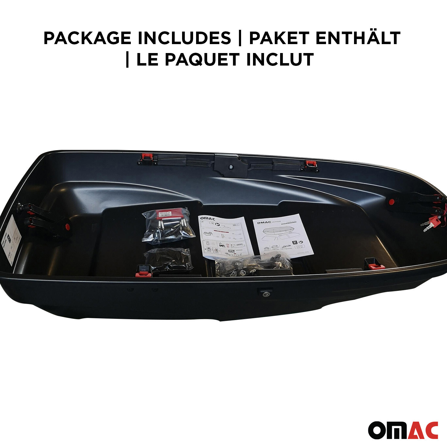 OMAC Car Rooftop Cargo Box Carrier Dual-Side Opening Luggage Storage 7.7 Cubic