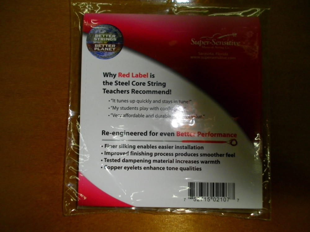 Super Sensitive Red Label 4/4 Violin String Complete Set (4) Medium Gauge 2107