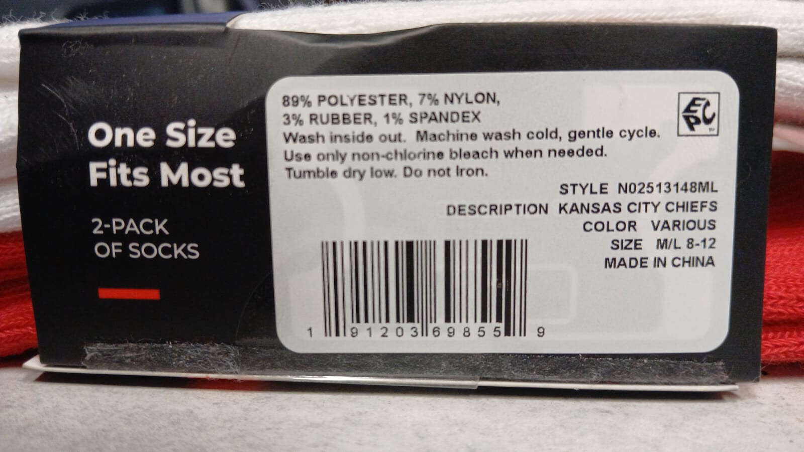 Strideline KC 2 Pk M/L CHIEFS KINGDOM Kansas City Socks Red White Sport Team NEW