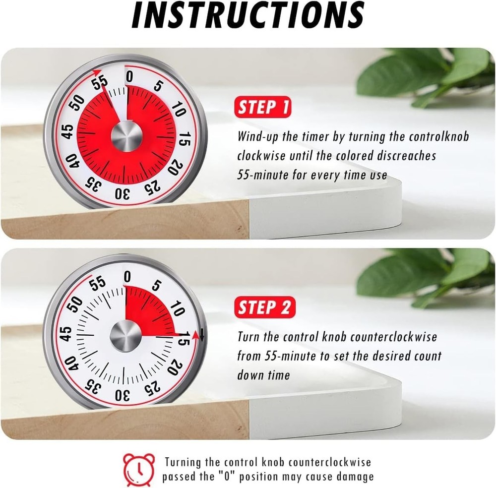 Visual Kitchen Timer - Silent Countdown Clock for Productivity & Task Management