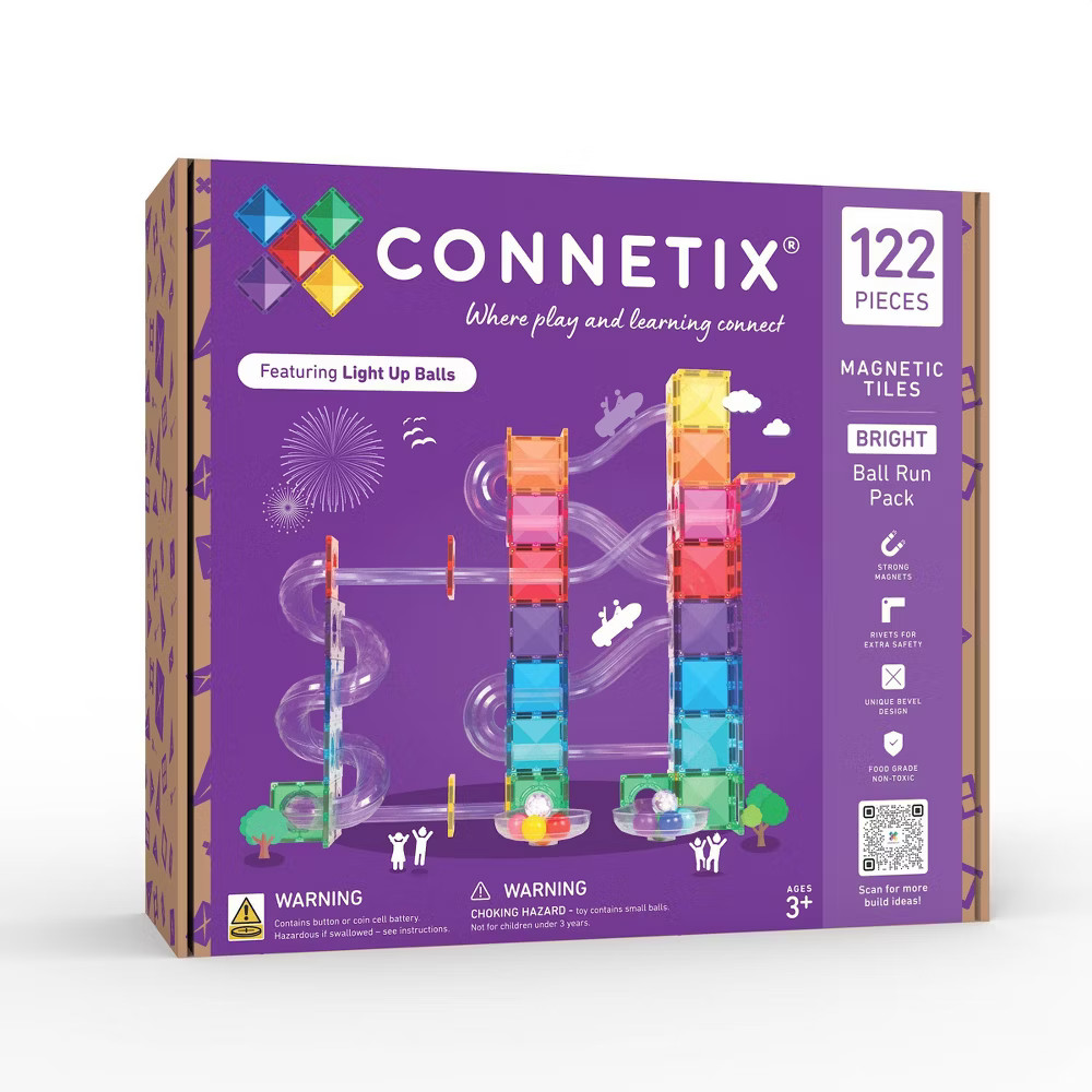 CONNETIX Magnetic Tiles Bright Ball Run Pack 122pc