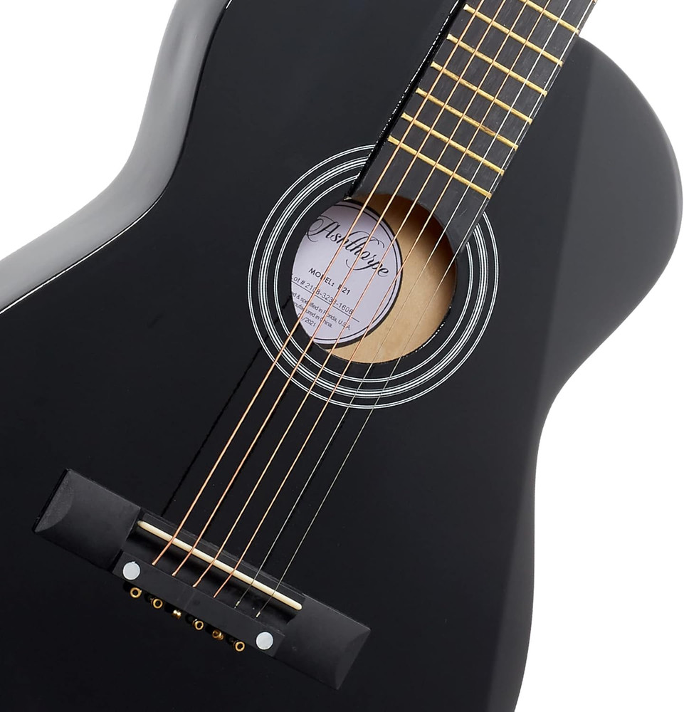 Ashthorpe 30-Inch Beginner Acoustic Guitar Package (Black), Basic Starter Kit W/