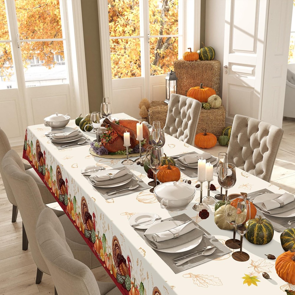 3 Pack Thanksgiving Disposable Tablecloth for Rectangle 3 Pack, Multi Color