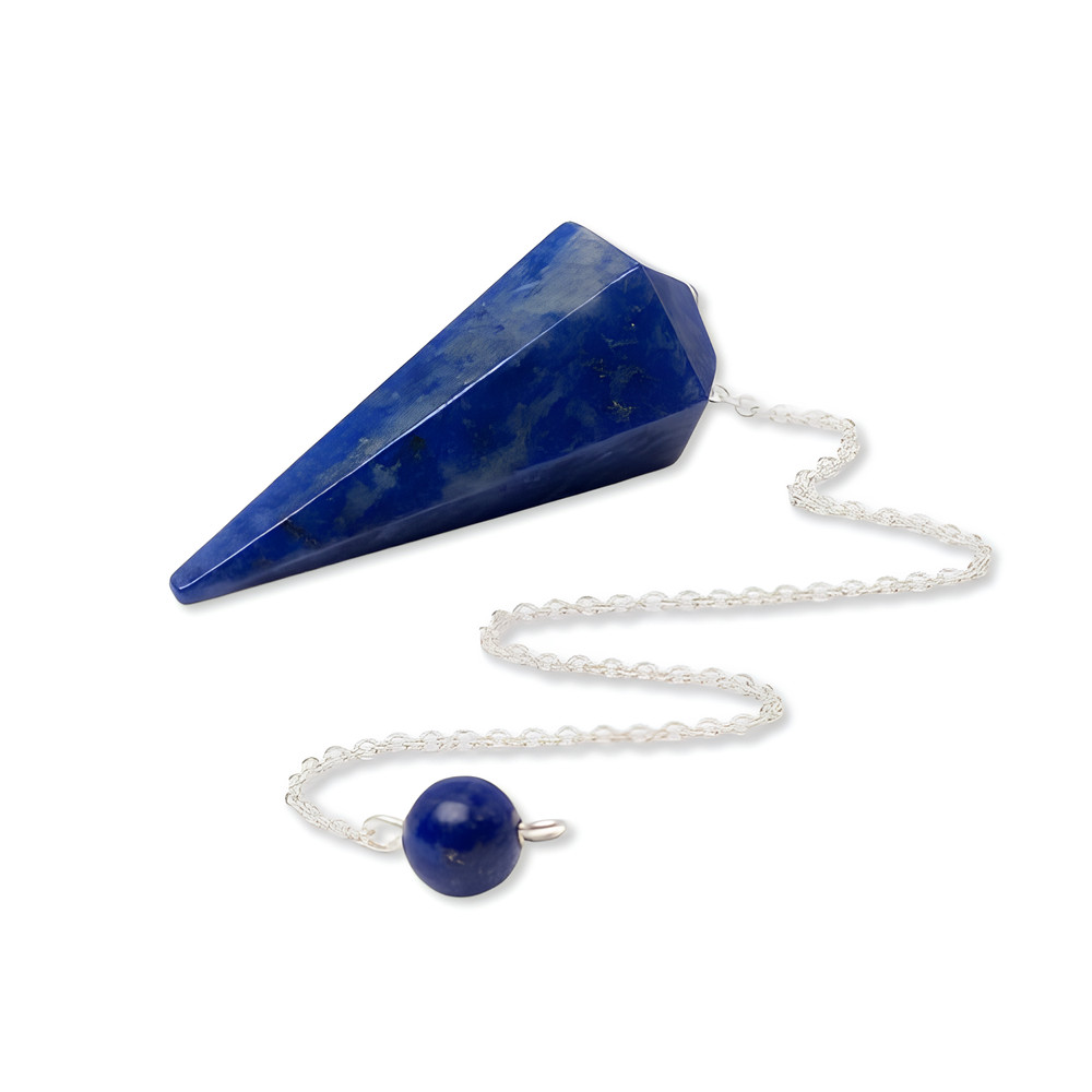 Lapis Lazuli Pendulum Dowser Chain Crystal Dowsing Divination Gemstone Tool Gift