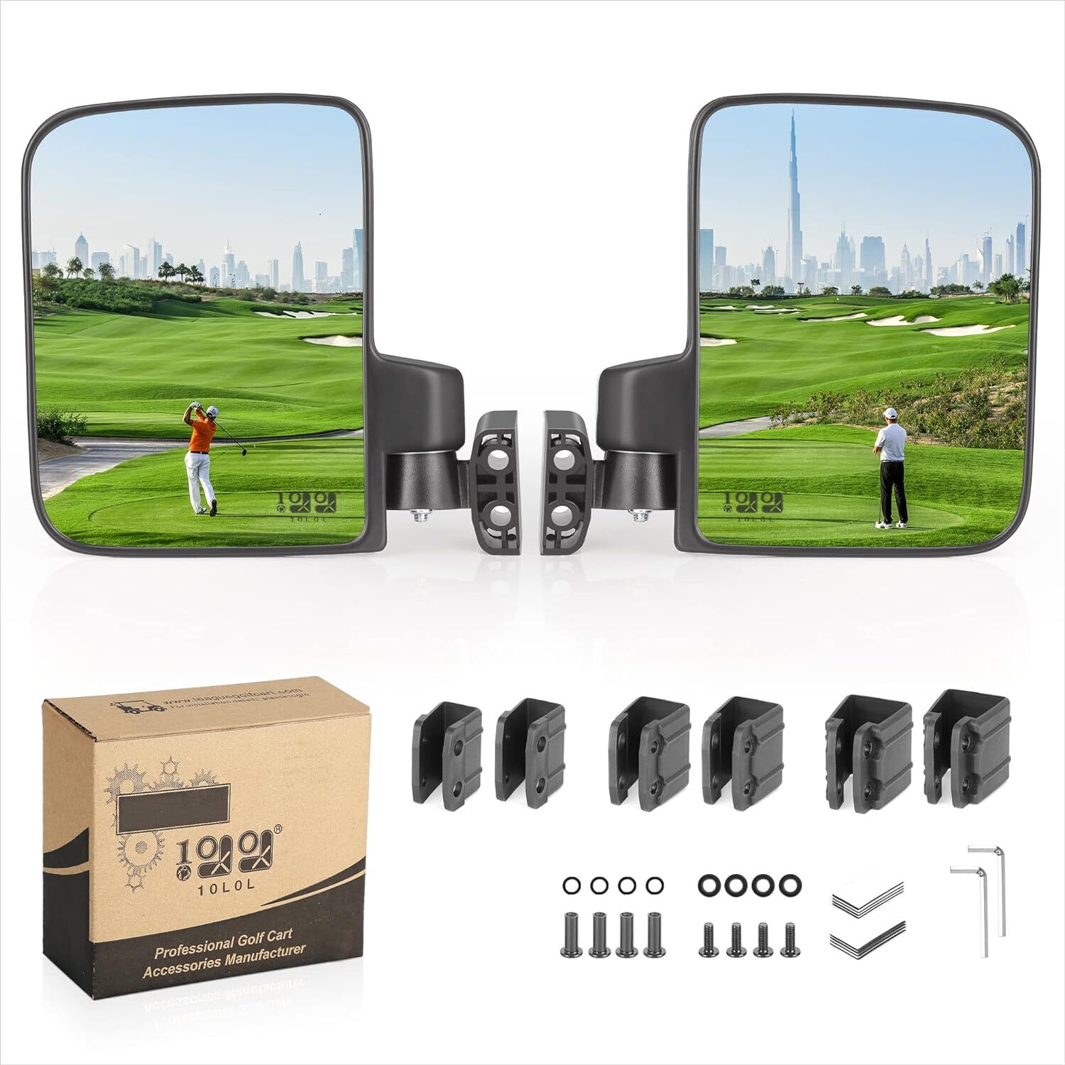 Golf Cart Mirror No Drilling, Side Rear View Mirrors for Yamaha EZGO Club Car