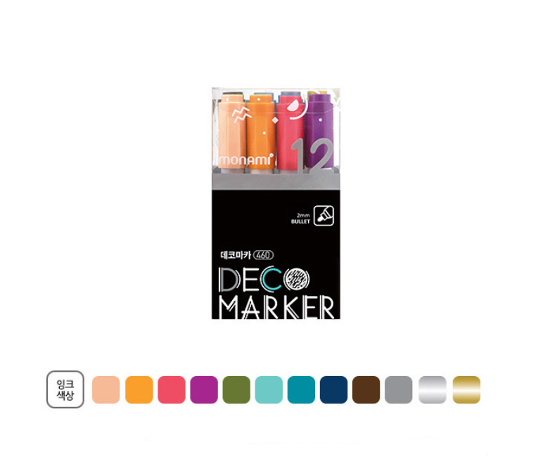 MONAMI Deco Marker 460 Water Based Marker 12pcs SET A SET / B SET