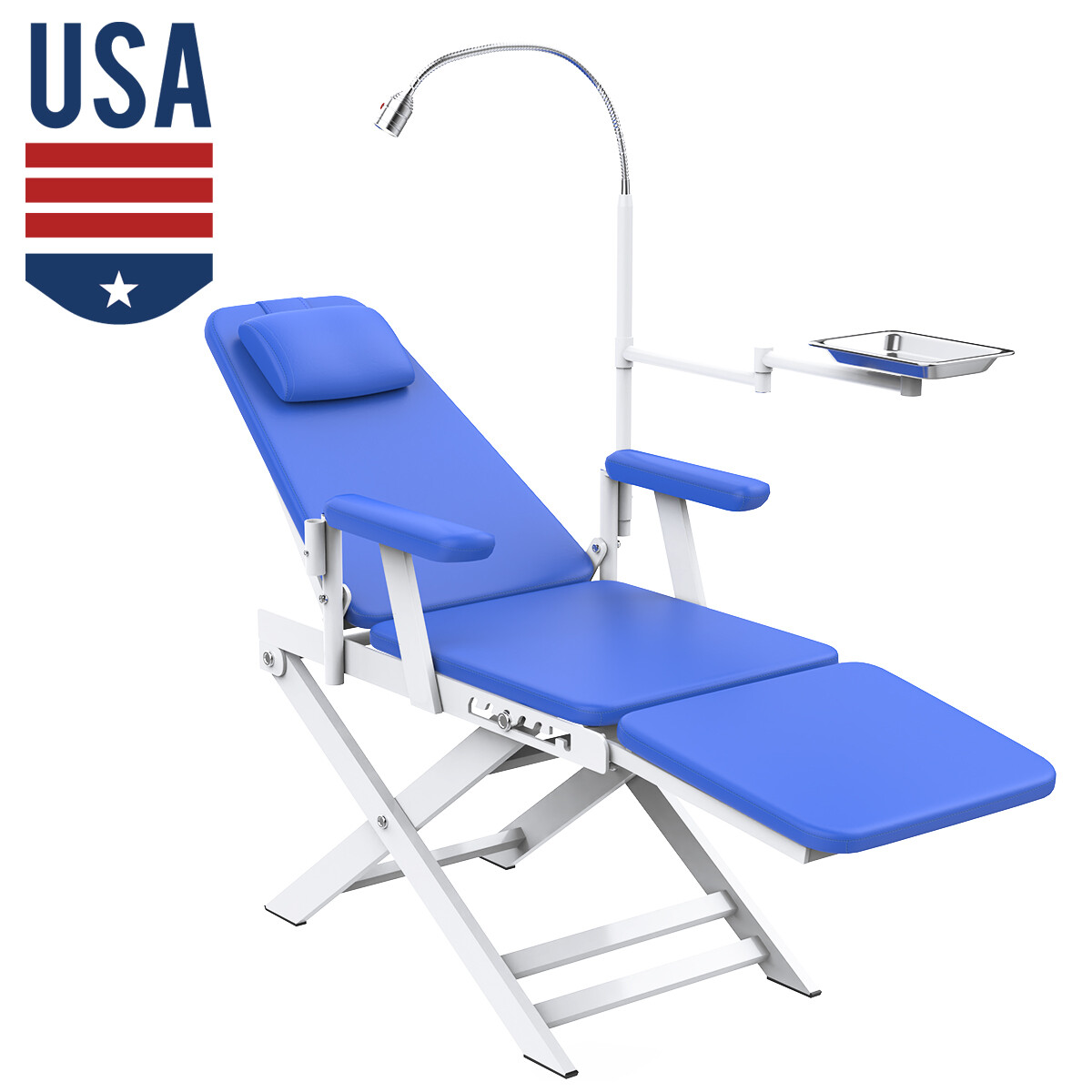 Portable Dental Unit with 4Hole Air Compressor Curing Light+LED Oral Light/Chair