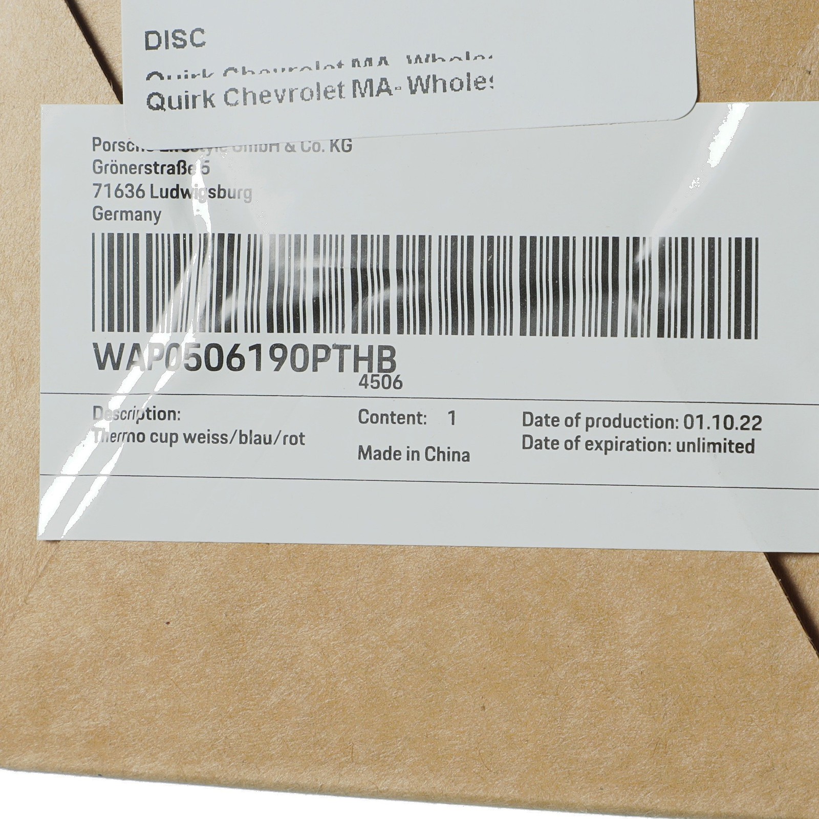 GENUINE PORSCHE Lifestyle Martini Racing THERMO MUG 15.6 oz. WAP-050-619-0P-THB