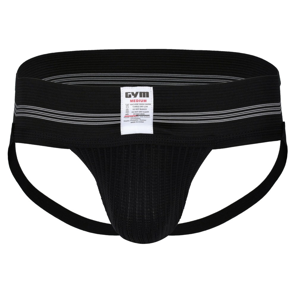 Mens Old School Jockstrap (Large, Black, 1-Pack)