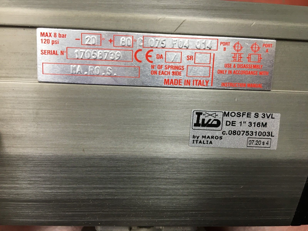 IVD Mosfe S 3VL DE 1" 316M Pneumatic Flow Actuator