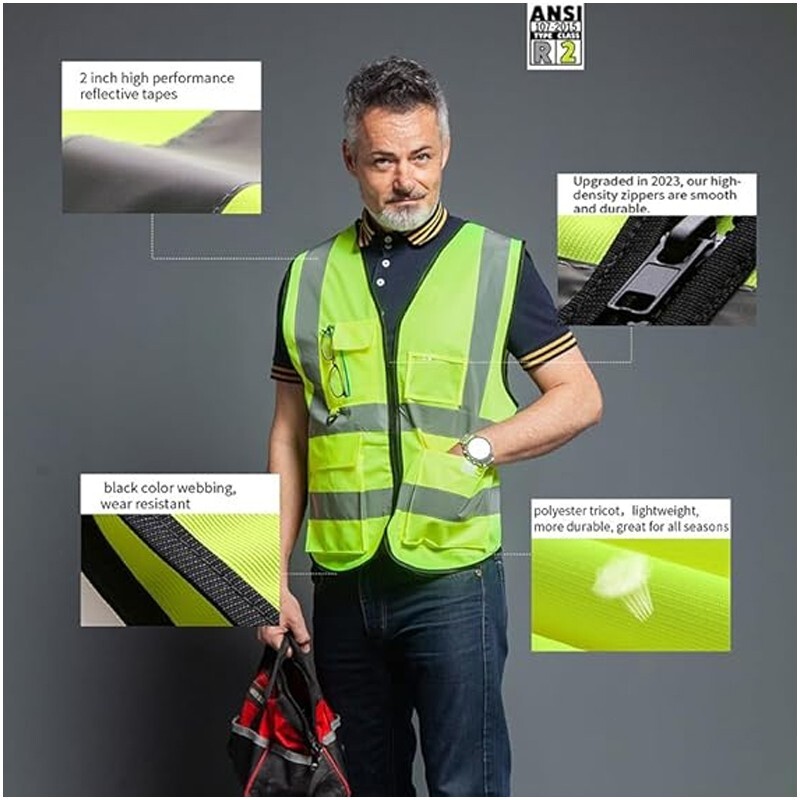 High Visibility Reflective Safety Vest for Men Women Work Construction Vest
