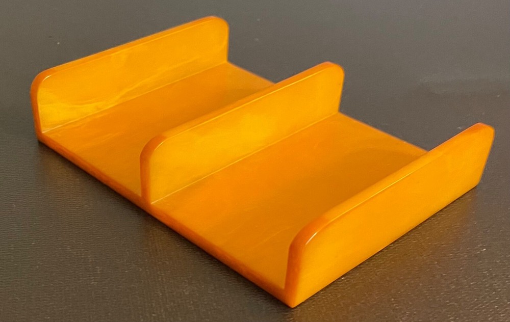Vintage Butterscotch Bakelite Playing Card Holder Double Deck Tray