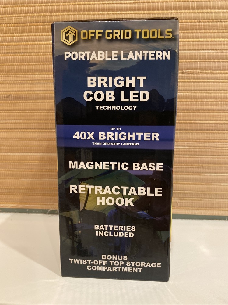 Off Grid Tools Portable Lantern Bright COB LED, Magnetic Base, New