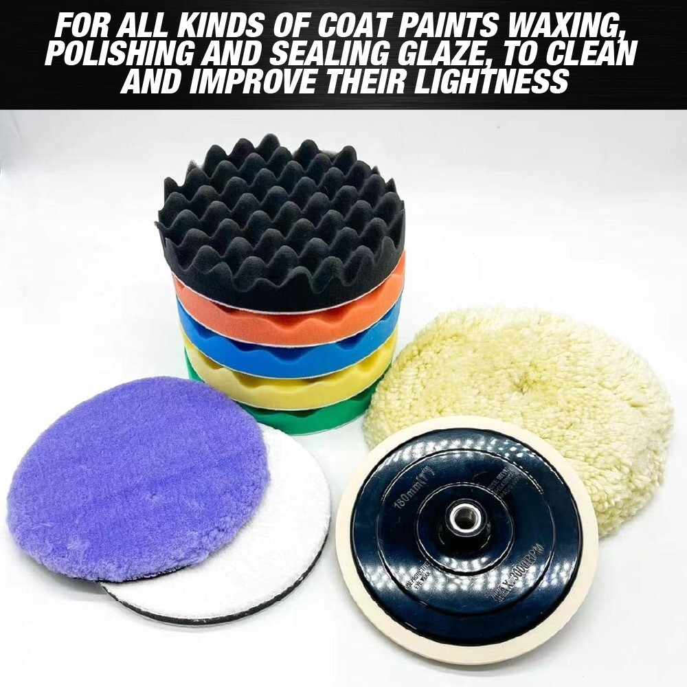 9 pcs Polishing Pad Set 7 inch - For Car Buffer Polisher Sanding,Polishing