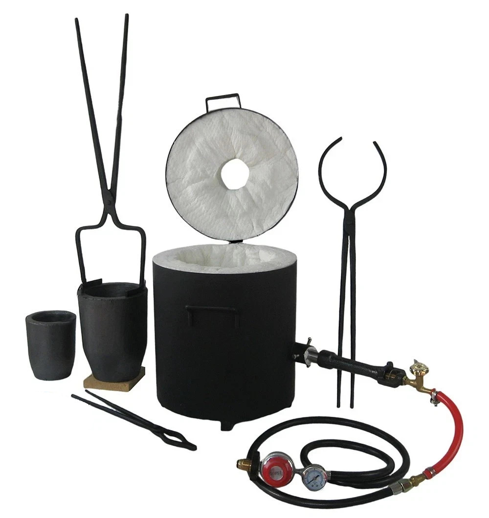 16 KG Gas Metal Melting Furnace Propane Forge Single Burner Copper 2 Crucibles