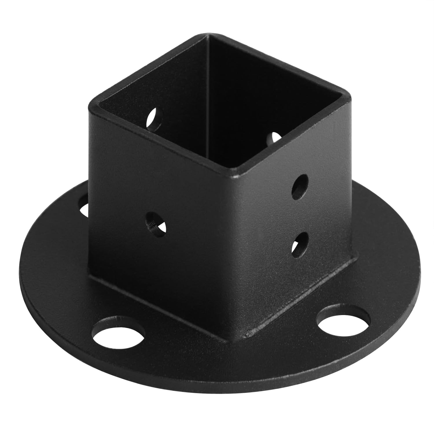 4 Pack Black Square Post Anchor Base, Fits 1-1/2" X 1-1/2" Square Tube, Deck Fen