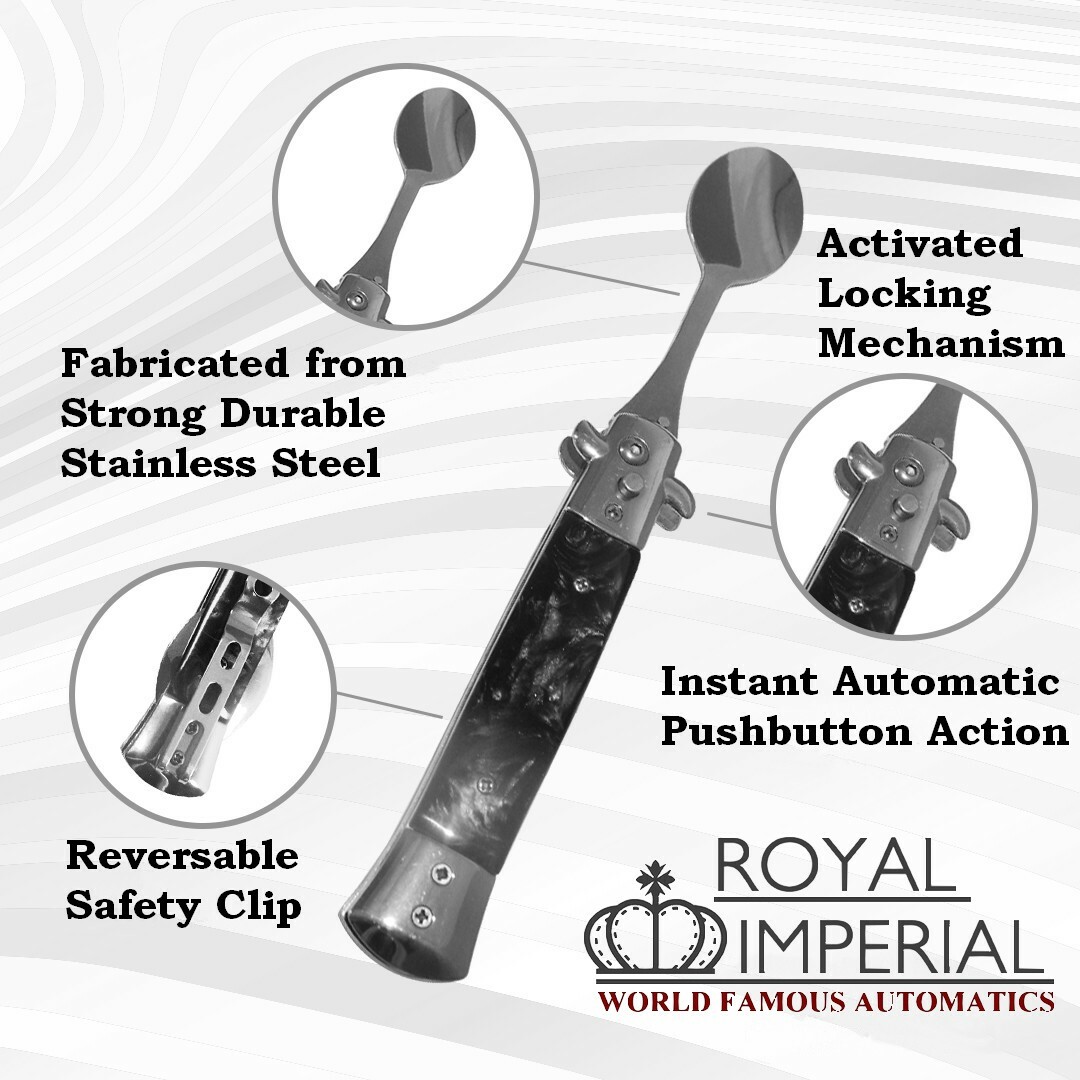 Royal Imperial Switchblade Hobo Pocket Knife Style Camping Fork and Spoon Set