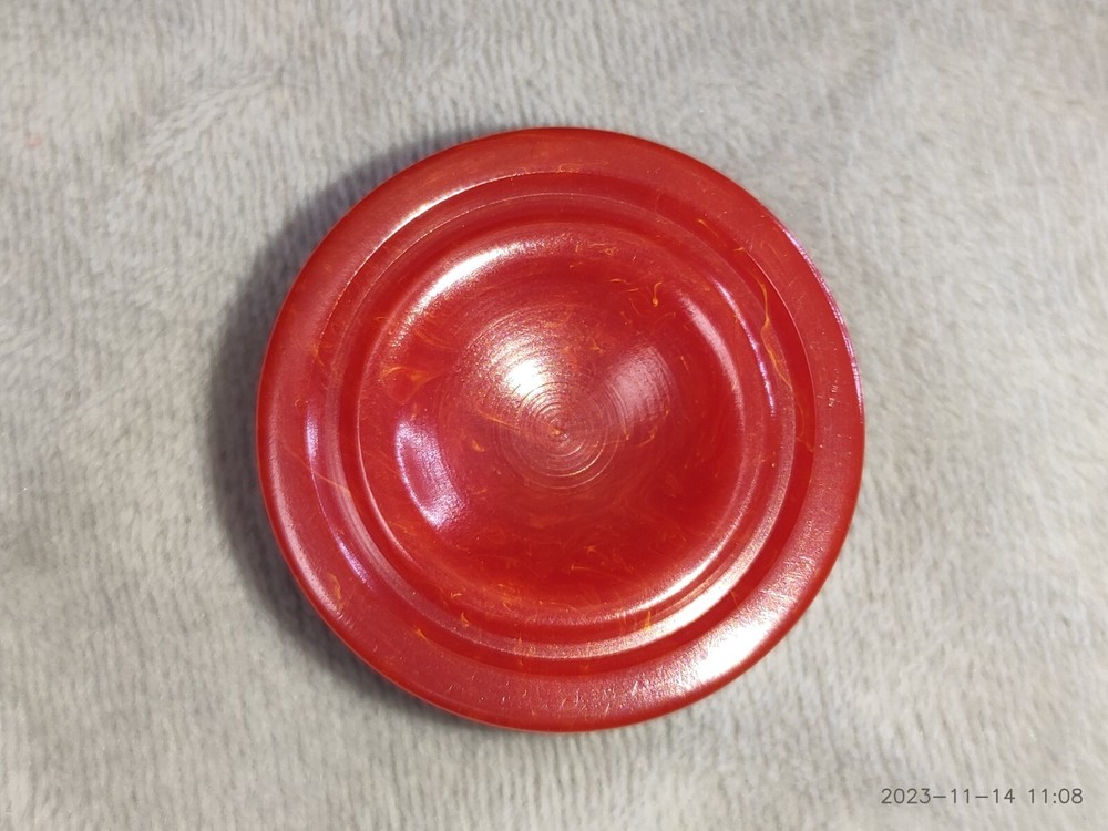 Bakelite Turned Backgammon Chip Cherry Red Swirl 1.22" Replacement 1pc Catalin