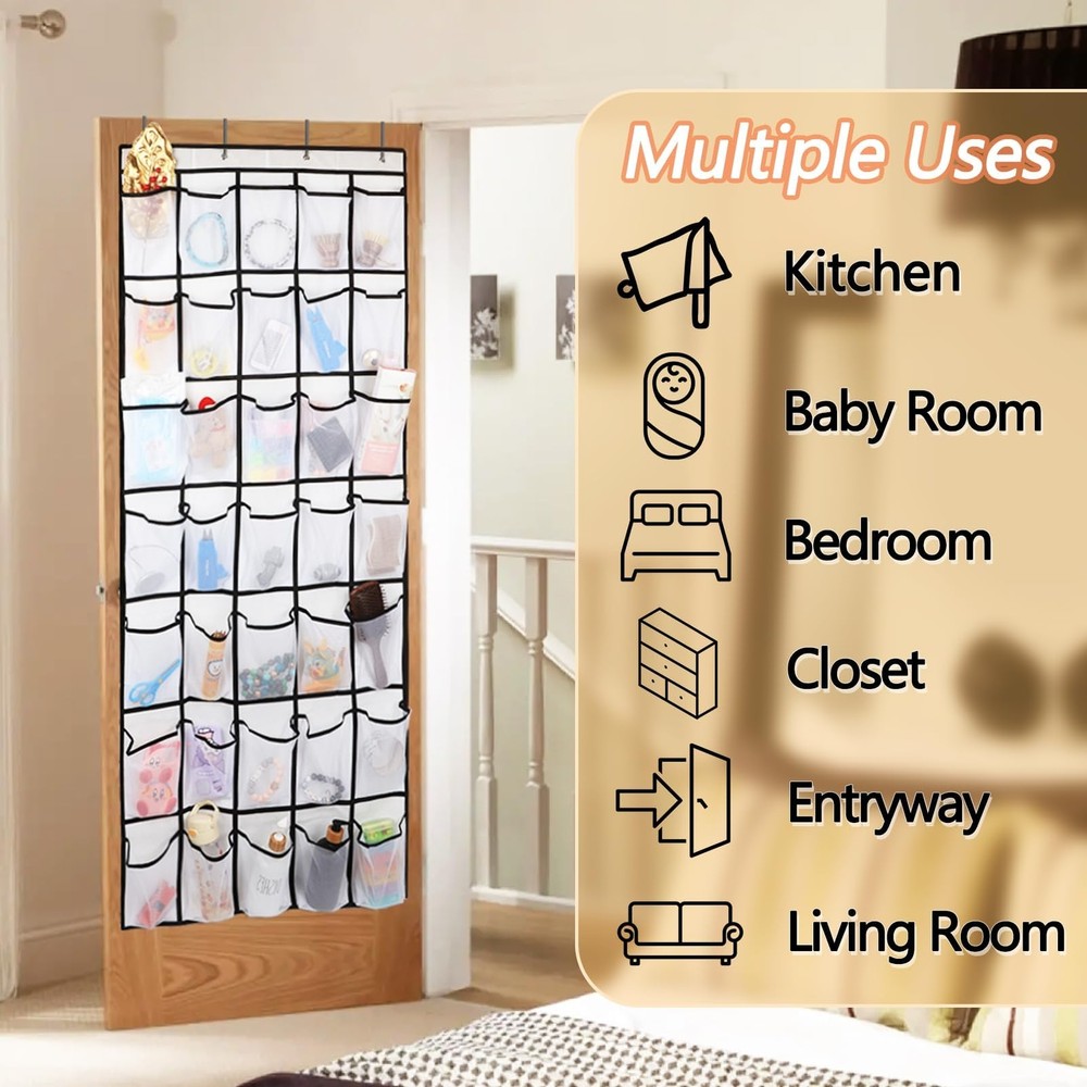 35 Pockets Over the Door Shoe Organizer
