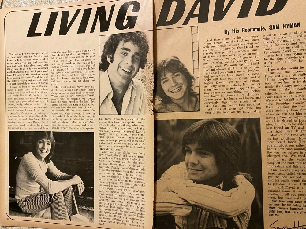 David Cassidy, Two Page Vintage Clipping