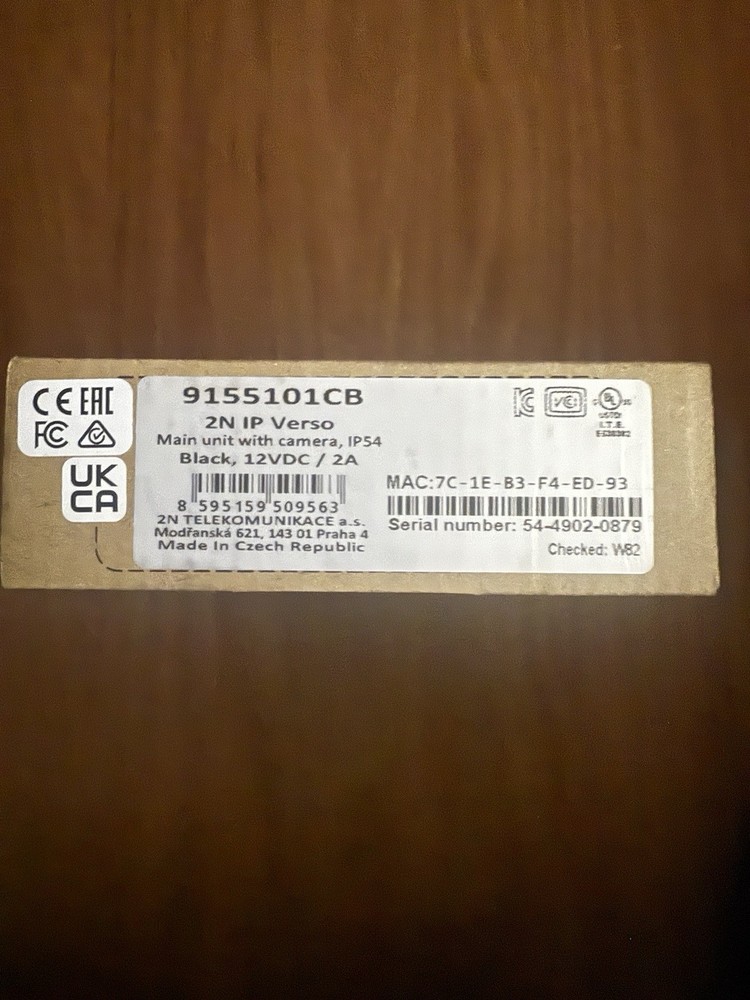 2N IP Verso 9155101CB - Main Unit With Camera, Black