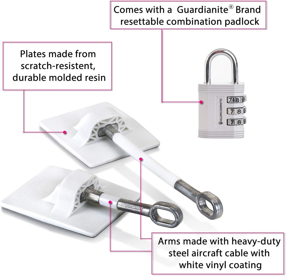 Refrigerator Lock (White with Silver Combination Padlock)