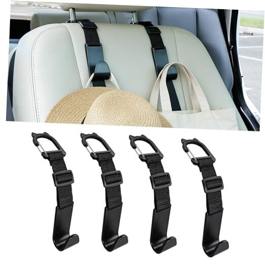 Adjustable 4-Pack Car Headrest Hooks Cute Cat Pattern Universal Seat Back
