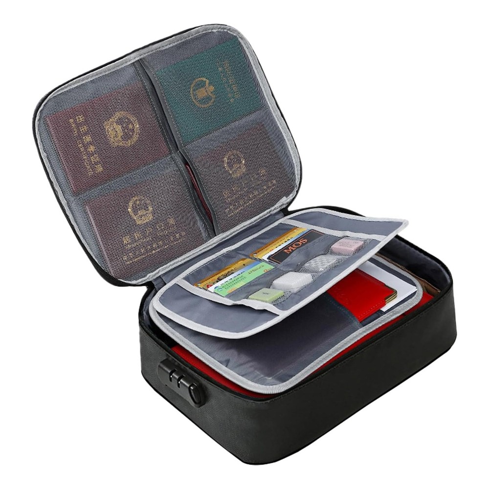 3-Layer Fireproof Document Box with Lock File Storage Box Waterproof Safe Bag US