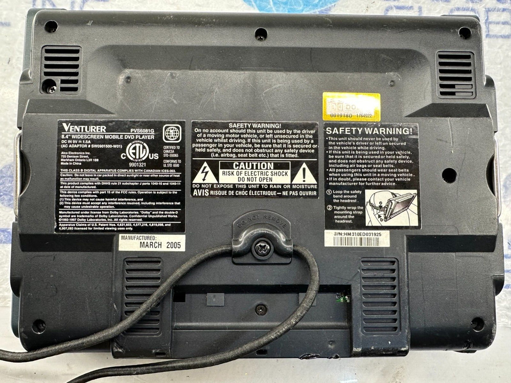 Venturer PVS6081G 8.4" Widescreen Mobile DVD Player