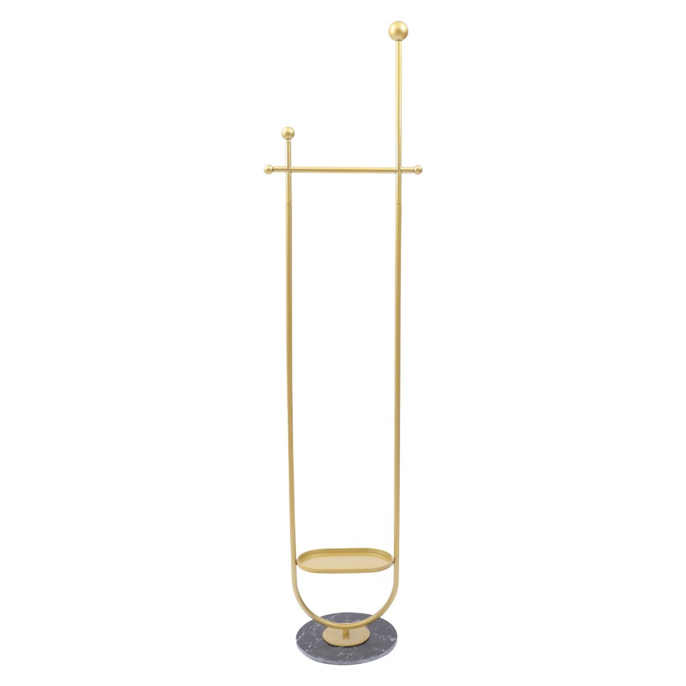 Gold Clothes Rack Marble Tray Base &Thickened Hanging Rod Bedrooms Rust-proof