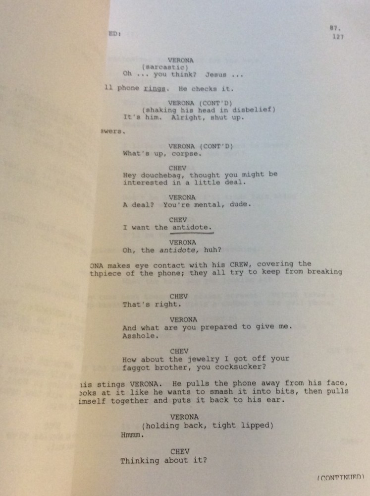 ORIGINAL SCRIPT CRANK JASON STATHAM DWIGHT YOAKAM CHESTER BENNINGTON