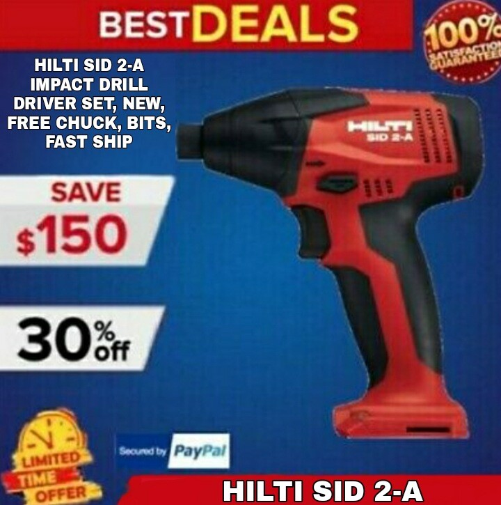 HILTI SID 2-A IMPACT DRILL DRIVER SET, NEW, FREE CHUCK, BITS,  FAST SHIP