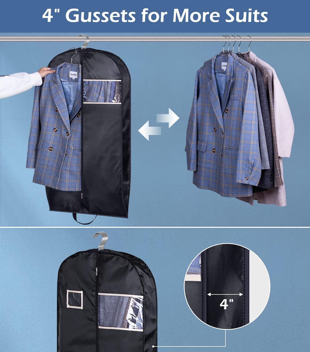 43" Suit Bags for Men Travel, Travel Garment Bag Carry On, Durable Thick