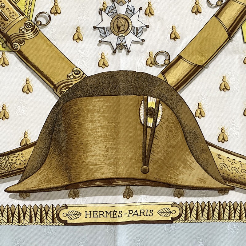 Hermes Scarf Carre90 Napoleon Silk Blue Multi Horse Knight Used